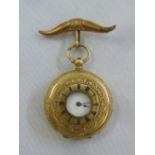 18ct yellow gold half hunter pocket watch, approx total weight 35.3g