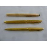 A quantity of pens to include a Waterman fountain pen with 18ct gold nib, Cross roller ball,