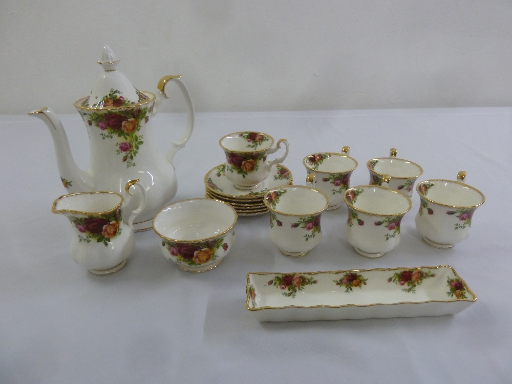 Royal Albert Old Country Roses coffee set to include cups, saucers, coffee pot, sugar bowl and