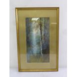 H. Sinclair framed and glazed watercolour of a forest and river, signed bottom right, 55 x 28cm