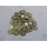 A quantity of pre 1947 silver shillings, approx 620g