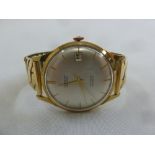 9ct yellow gold Centaur gentlemans wristwatch on replacement expanding gold plated bracelet