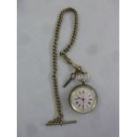 R H Turner ladies silver open face pocket watch circa 1890, enamel dial with Roman numerals, to