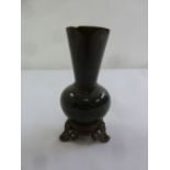 A Victorian serpentine marble vase of thistle form on a bronze plinth A/F