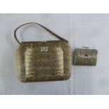 An Art Deco snakeskin handbag and matching purse