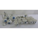 Rosenthal blue and white tea and coffee set to include coffee pot, teapot, sugar bowl, milk jug,