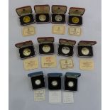 A quantity of GB silver proof coins in original packaging, all with COAs (11)