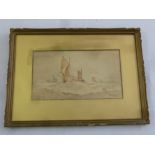 W.E. Taylor framed and glazed watercolour of sailing boats, signed bottom right, 13.5 x 14 cm