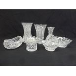 A quantity of cut glass to include vases and bowls (7)