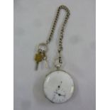 A. Reiss 19th century silver open face independent seconds cylinder pocket watch with enamel