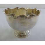 A miniature silver punch bowl, scroll border on raised circular base, Chester 1904