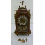 A French Boule and gilt metal mantle clock, gilded dial with Roman numerals on white enamel, to