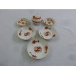 A quantity of Meissen dragon design to include a covered dish and five small dishes