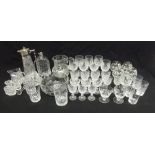 A quantity of glassware to include a claret jug, wine glasses and brandy goblets (43)