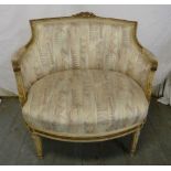 A French 19th century salon chair on four turned tapering legs