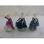 Royal Doulton three figurines of ladies Melissa HN2467, Janine HN2461, Fragrance HN2334