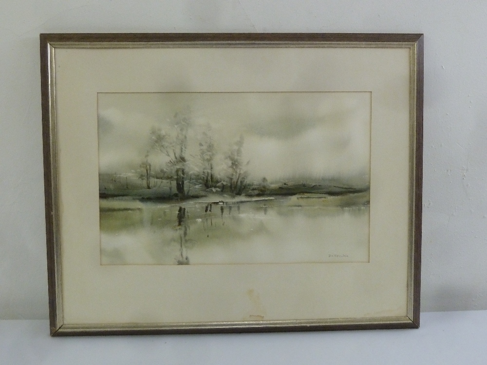 Phyllis Del Vecchio framed watercolour of a winter landscape, signed bottom right, 33.5 x 52.5cm