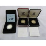 Three proof silver œ2 coins to include 1986 Commonwealth Games, 1998 Gold and Silver, 2001 Gold