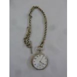 A silver open face minute repeater pocket watch circa 1920, with enamel dial Arabic numerals and