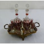 A French decanter stand and shot glass holder to include decanters and shot glasses