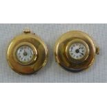 A pair of 9ct yellow gold Swiss buttonhole lapel watches, hallmarked London 1912