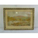 George Harrison R.C.A. framed and glazed watercolour of North Wales river scape, signed bottom right