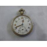 Omega WWII military pocket watch with enamel dial, Arabic numerals, subsidiary seconds dial, A/F