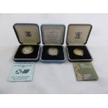 Three proof silver £2 coins to include 1986 Commonwealth Games, 1995 United Nations, 2003 Gold and