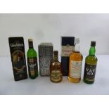 A quantity of whisky to include Glenfiddich pure malt 70cl 40% vol in tin packaging, Chivas Regal