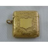 9ct gold Chester hallmarked vesta case of customary form, approx total weight 19.4g