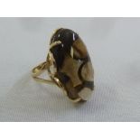 9ct yellow gold smokey topaz ring, approx total weight 9.0g