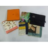 Hermes fashion scarf in original packaging and four others to include Christian Dior, Balmain,
