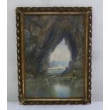 Parker Hagarty framed early 20th century watercolour of caves by the coast signed bottom left, 37.