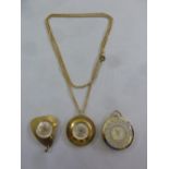 Three ladies pendant watches to include Lewa Deluxe on a gold plated chain, a Waldman and a Lucerne