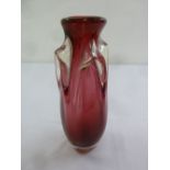A Murano oval cranberry glass vase