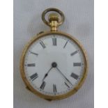 14ct yellow gold ladies open face pocket watch, approx total weight 30.9g