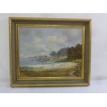 Denis Thornton framed oil on canvas of a beach scene, signed bottom left, 39 x 49cm