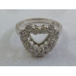 9ct white gold and diamond heart shaped ring, approx total weight 4.1g