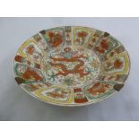 Chinese Ming style Wanli dish decorated with a dragon and vegetation