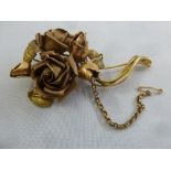 14ct three colour gold flower brooch in the form of roses and leaves, approx total weight 24.1g