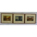 Three framed and glazed watercolours of Dutch countryside scenes, indistinctly signed bottom