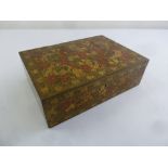 A mid 19th century Kashmiri rectangular stationary box with hinged cover, decorated throughout