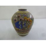 Poole Pottery polychromatic vase decorated with flowers, marks to the base