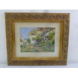 Arthur Wilkinson framed and glazed watercolour of an English country garden, signed bottom right, 27