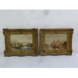 F. Hulk a pair of framed oils on canvas of maritime scenes signed, 21 x 29cm