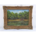 Christopher Osborne framed oil on canvas titled The Lost Pond Epping Forest 1979, signed bottom