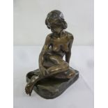 Fritz Kochendorfer a bronzed ceramic figurine of a nude seated lady