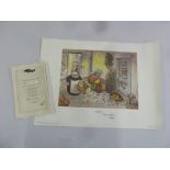 Carl Giles limited edition polychromatic lithographic print Grandma and the Christmas Turkey, signed