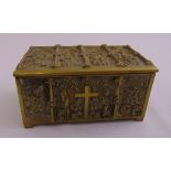 A late 19th century French rectangular brass altar box