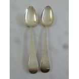 A pair of George III Irish silver serving spoons, Dublin 1807